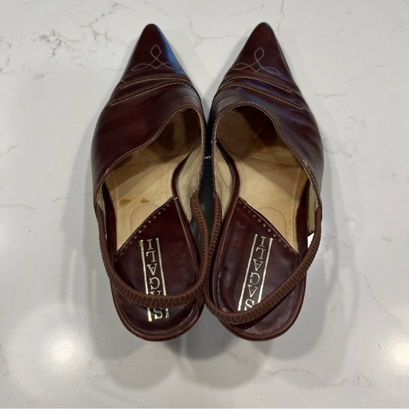 Brown Leather Slingback Heels - Picture 6 of 10